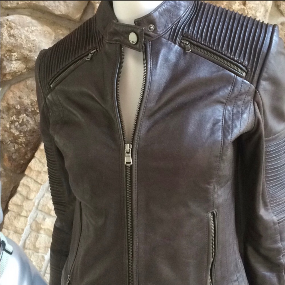 7 for all mankind leather moto jacket. Size s